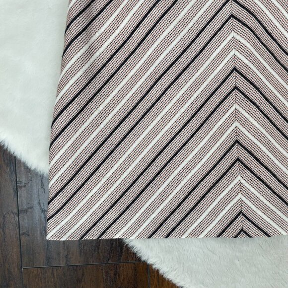 LOFT A-Line Skirt 8 Textured Stripe Peach Navy Blue Women's - Picture 6 of 11